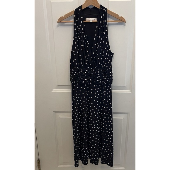 Evan Picone Dresses & Skirts - Evan Picone Black White Polka Dot V-neck‎ Midi Dress Womens 8